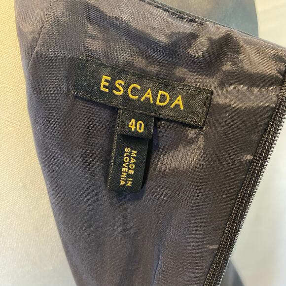 Escada Women's Sheath Cocktail Dress Size EU 40 Navy Fitted Midi Evening Dress - Picture 9 of 13